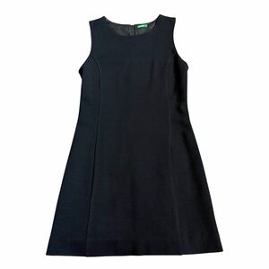 VTG Benetton Italy Womens Tailored Sleeveless Mini Dress Sz S Black Wool Blend